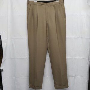 Savane Mens Dress Pants 34 X 32 Comfort Waistband Straight Leg Pleated Cuffed